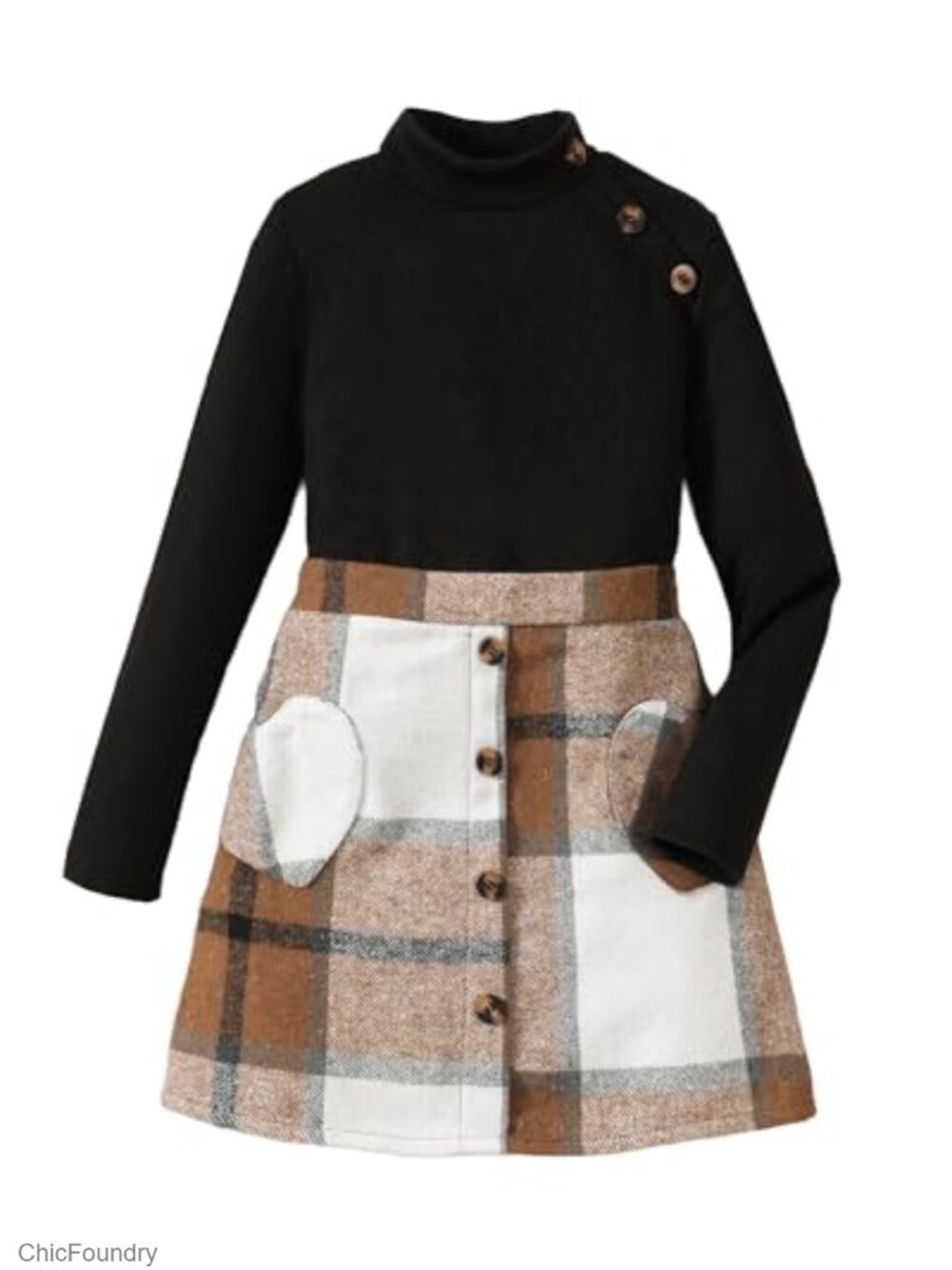 Tween Girls 2 Piece Outfit Sweater Plaid Skirt Set Fall Winter